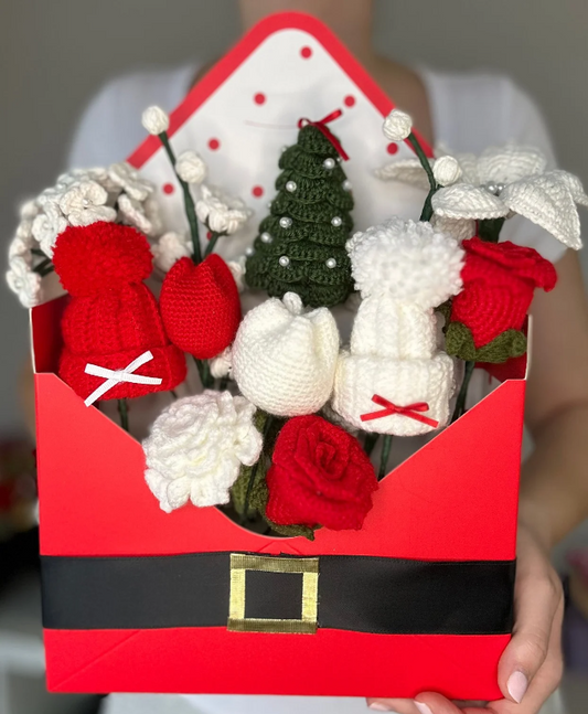 Christmas Crochet Flower Bouquet