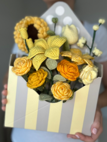 Yellow Crochet Flower Bouquet